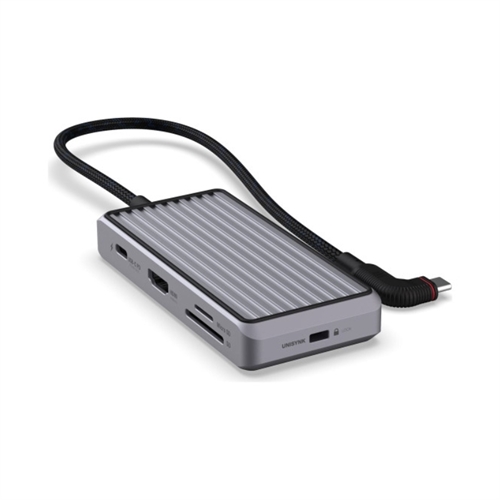 UNISYNK 8 Port USB-C Hub V2 4K60Hz 100W Grå